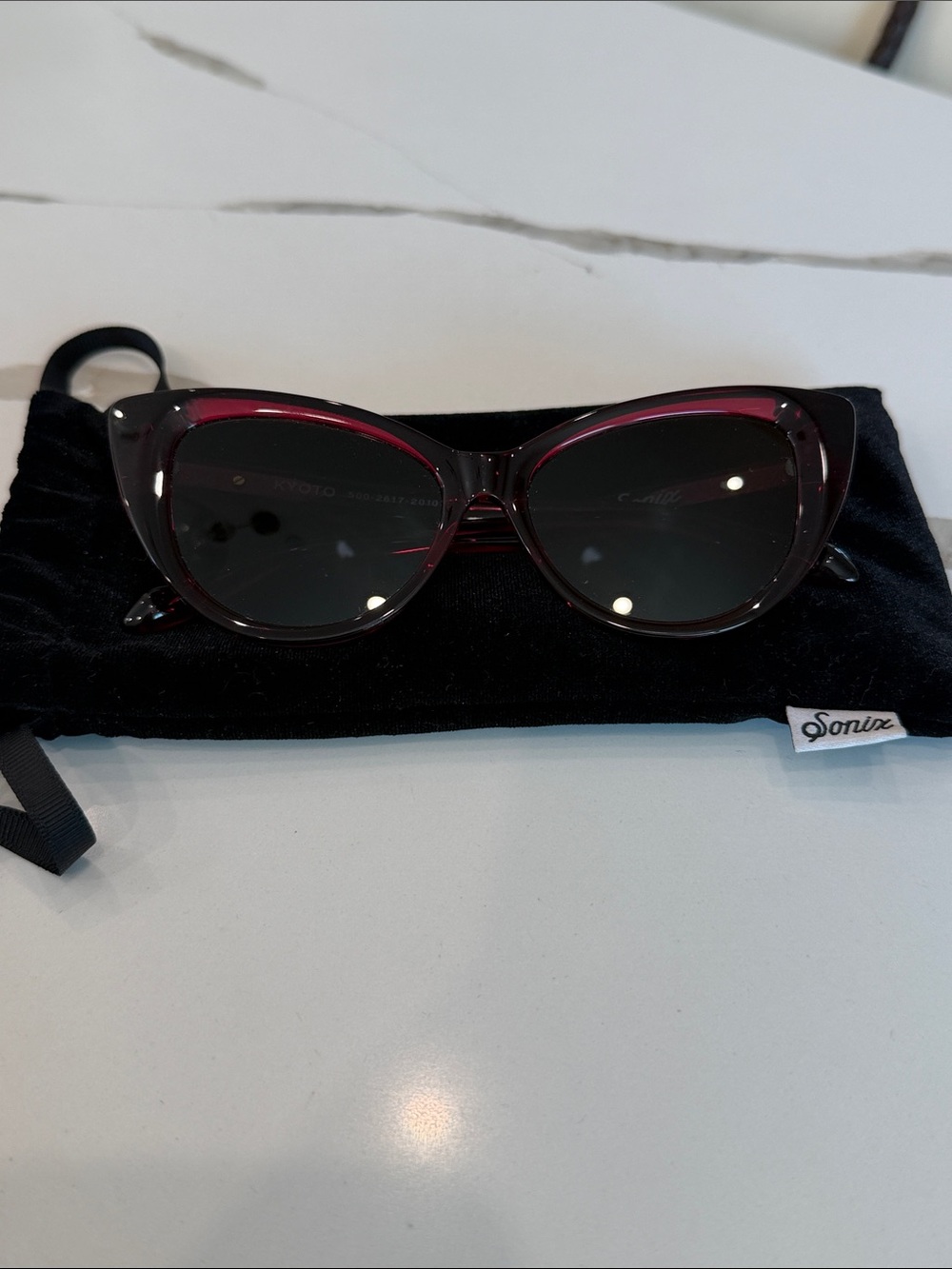 Sonix Burgundy Cat-Eye Sunglasses with Dark Lenses